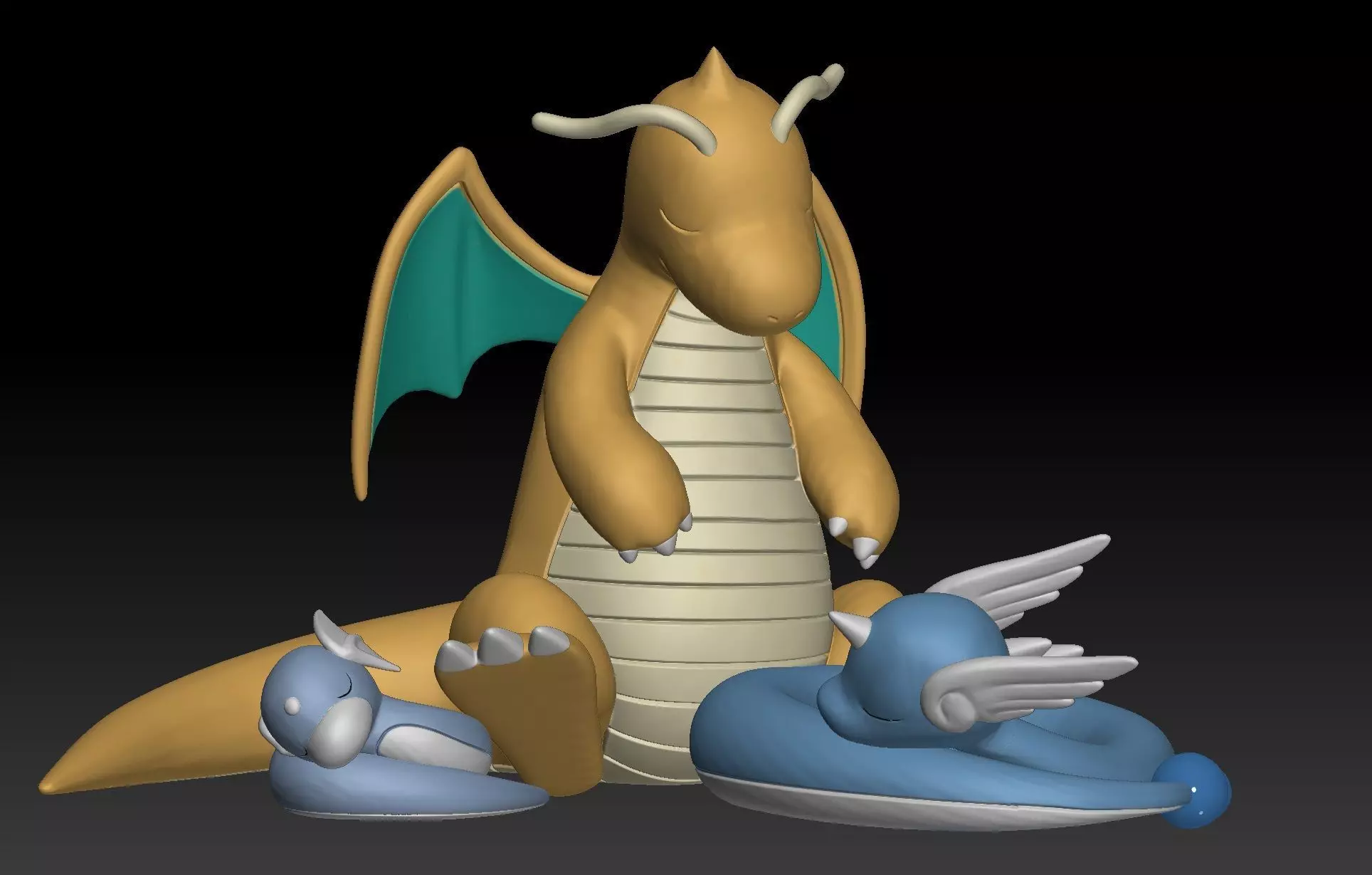 Pokemon Dratini Dragonair Dragonite 3D print model_0