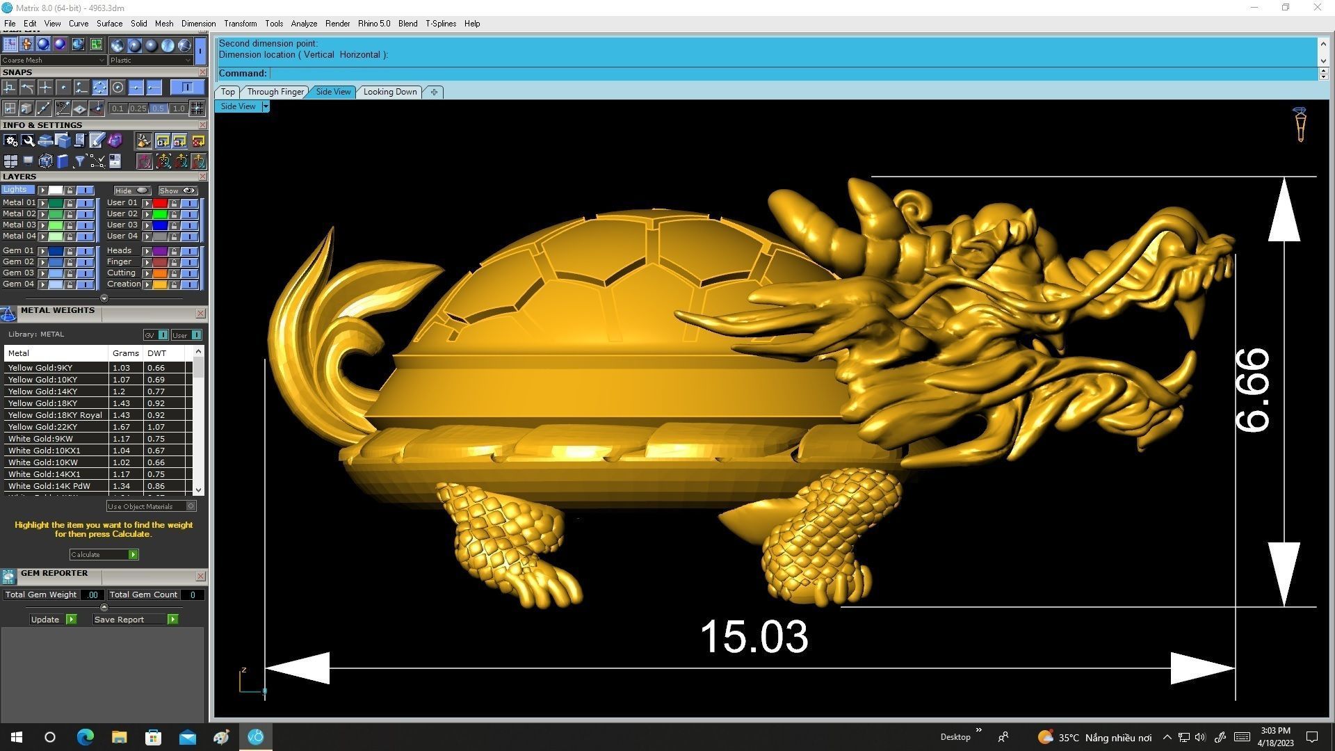 24k turtle turns dragon 4963 3D print model_7