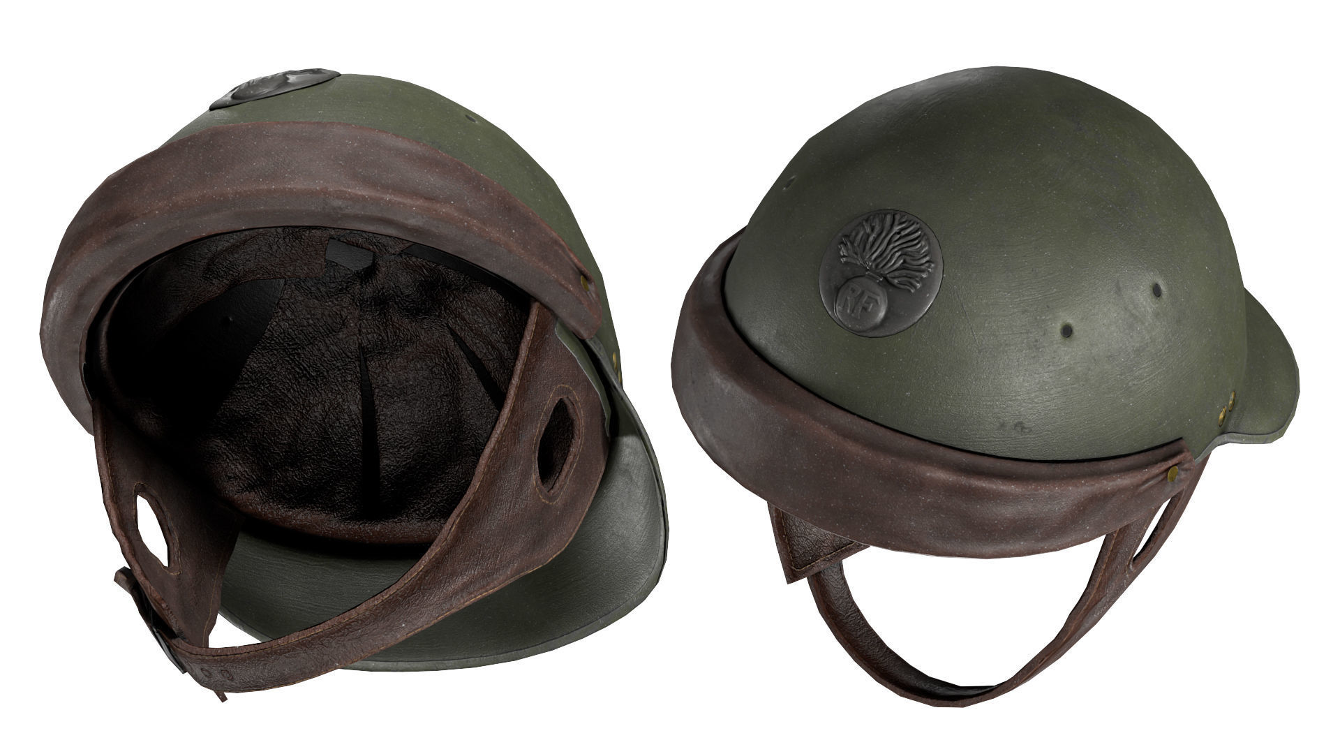 FRENCH WWII HELMET MODELE M35 Low-poly 3D model_3