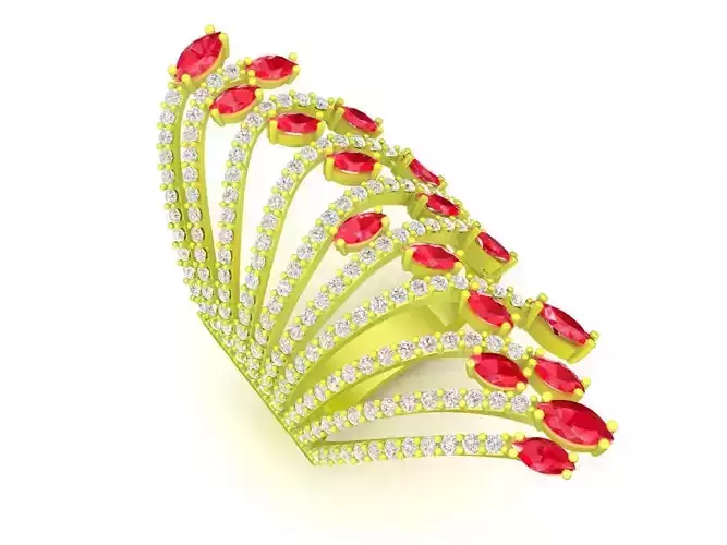 Luxury Fan Shape Multi Stone Ring 3D Model 5016 3D print model