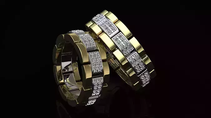 Wedding rings gold platinum 3D print model