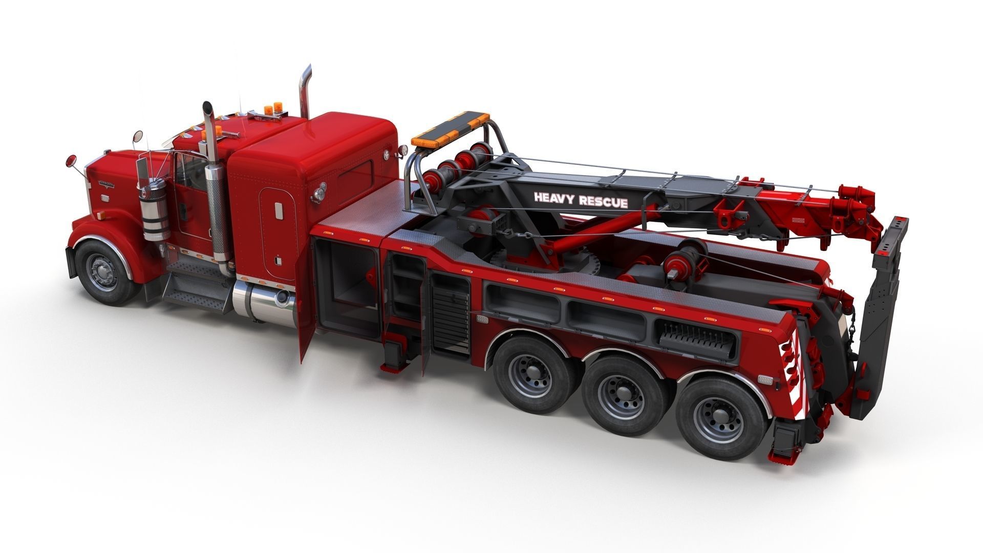 Kenworth W900 wrecker truck Low-poly 3D model_20