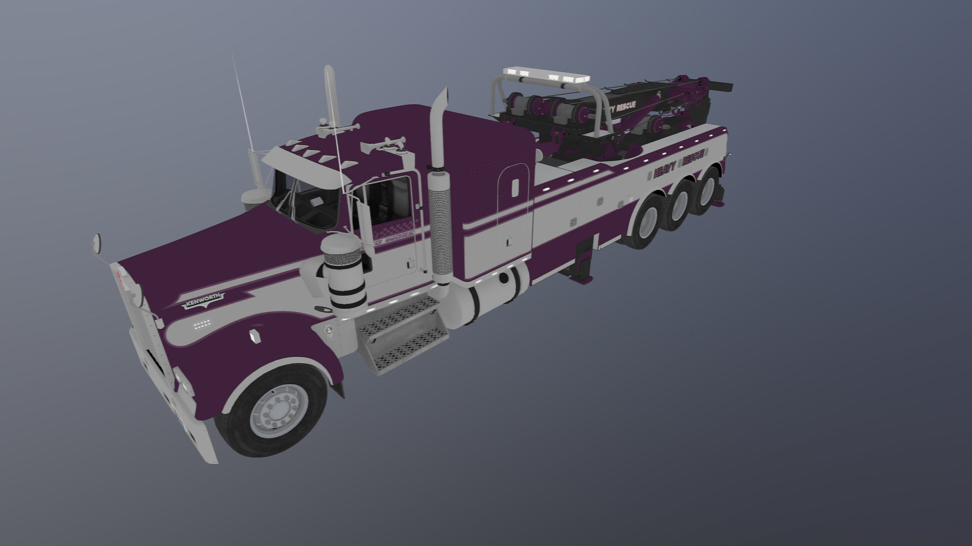 Kenworth W900 wrecker truck Low-poly 3D model_49