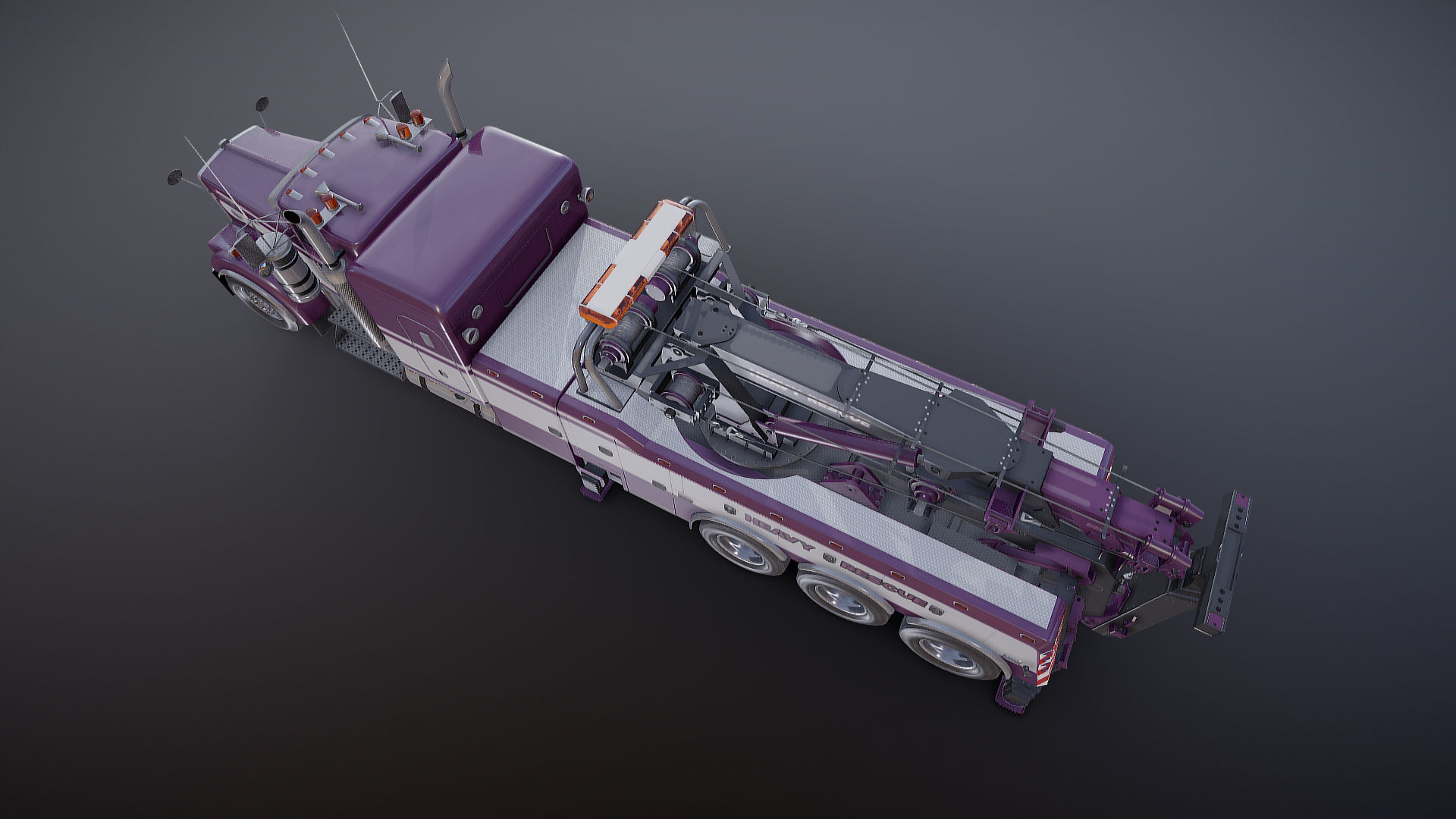 Kenworth W900 wrecker truck Low-poly 3D model_37