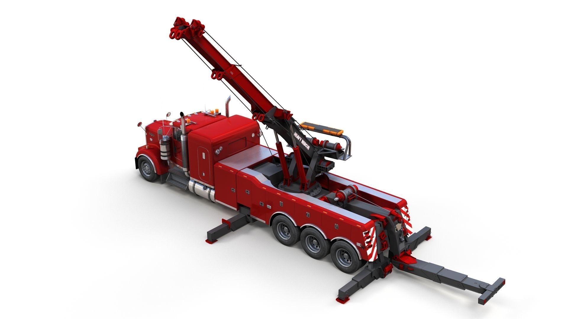 Kenworth W900 wrecker truck Low-poly 3D model_16