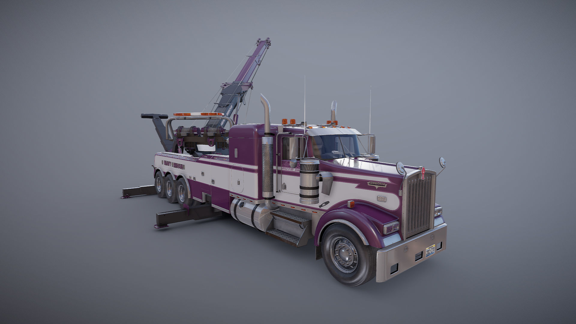 Kenworth W900 wrecker truck Low-poly 3D model_31