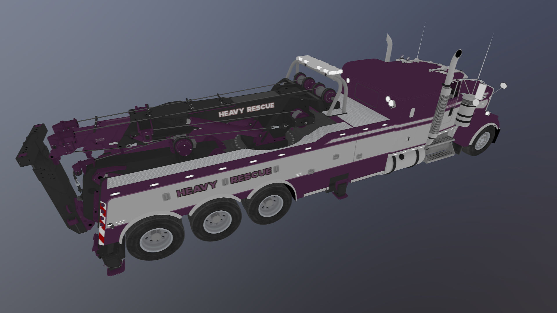 Kenworth W900 wrecker truck Low-poly 3D model_54