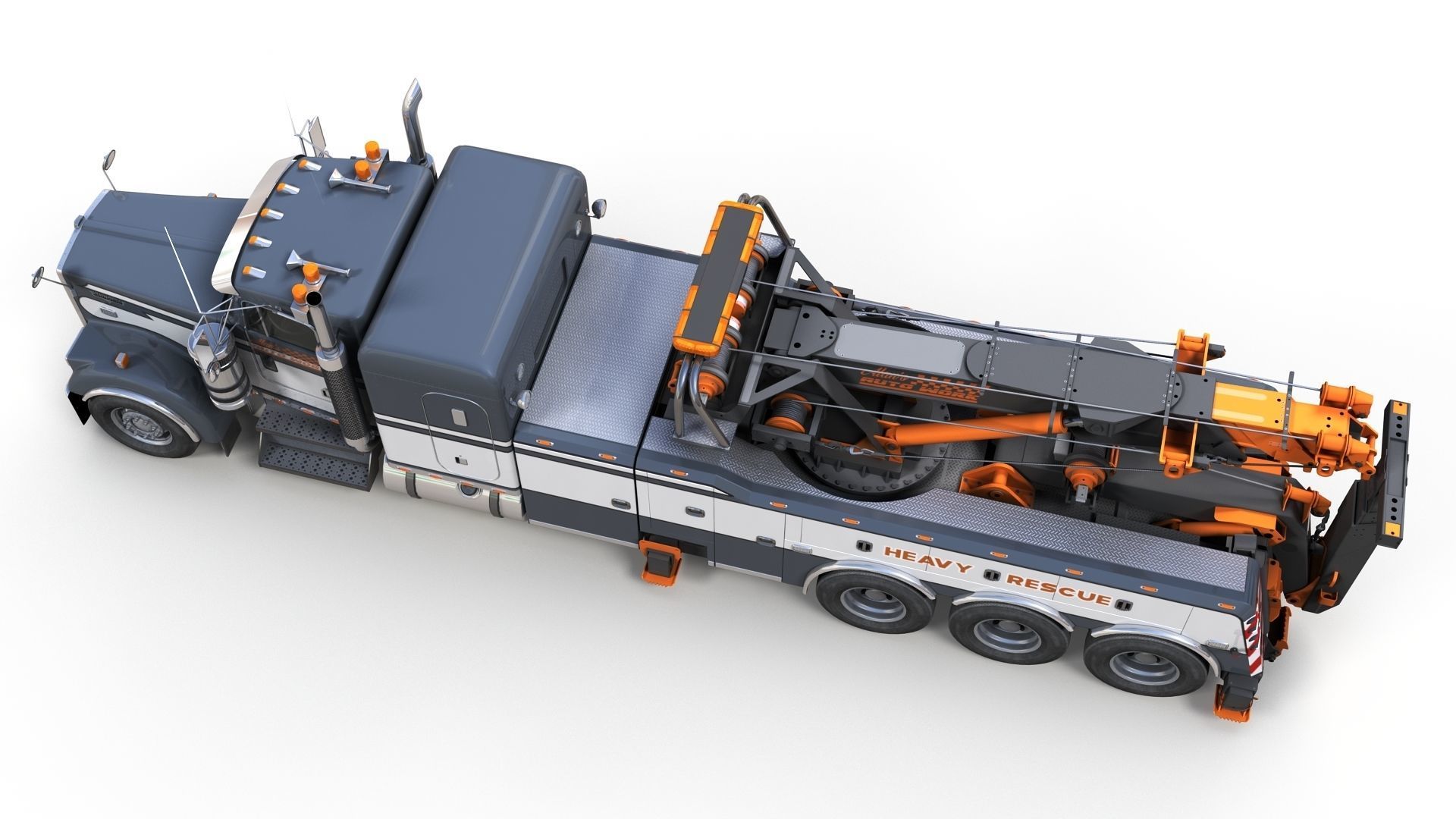 Kenworth W900 wrecker truck Low-poly 3D model_9