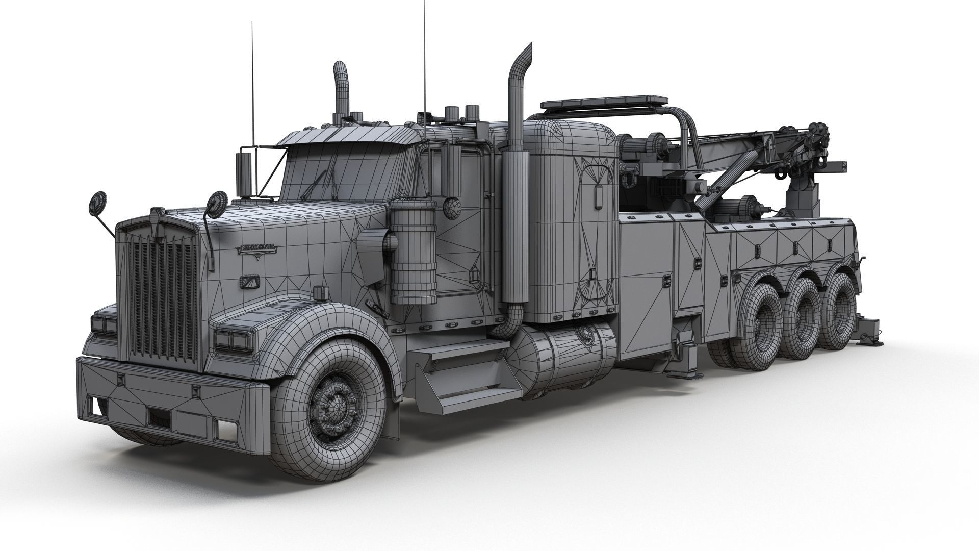 Kenworth W900 wrecker truck Low-poly 3D model_21