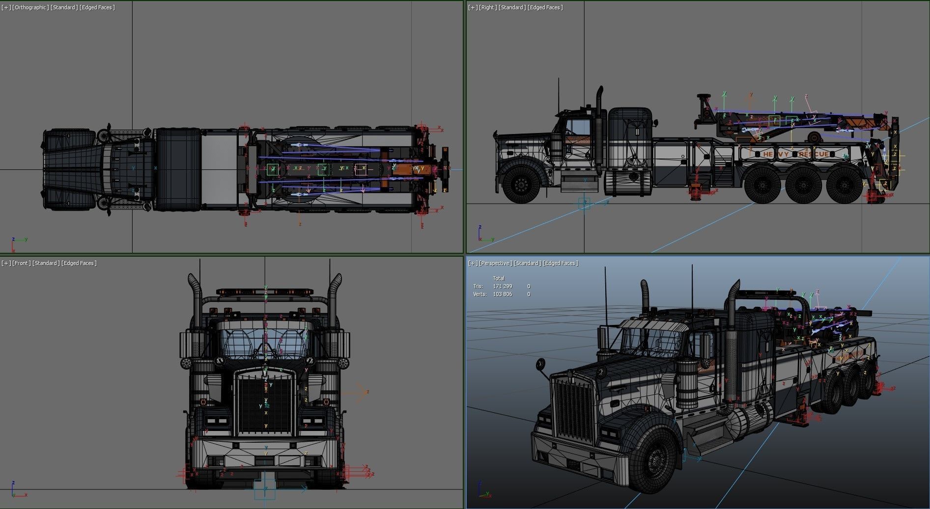 Kenworth W900 wrecker truck Low-poly 3D model_58