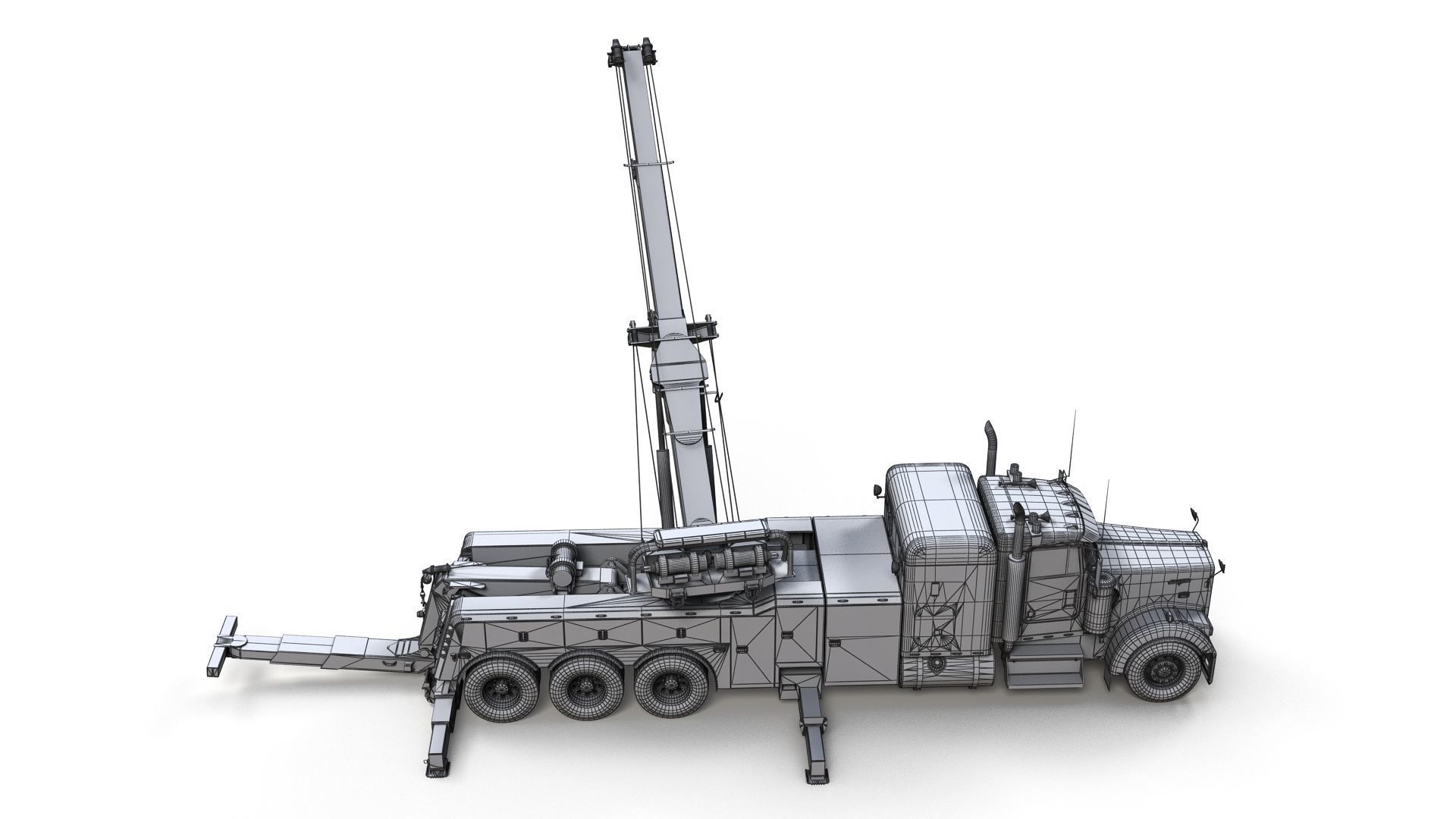 Kenworth W900 wrecker truck Low-poly 3D model_27