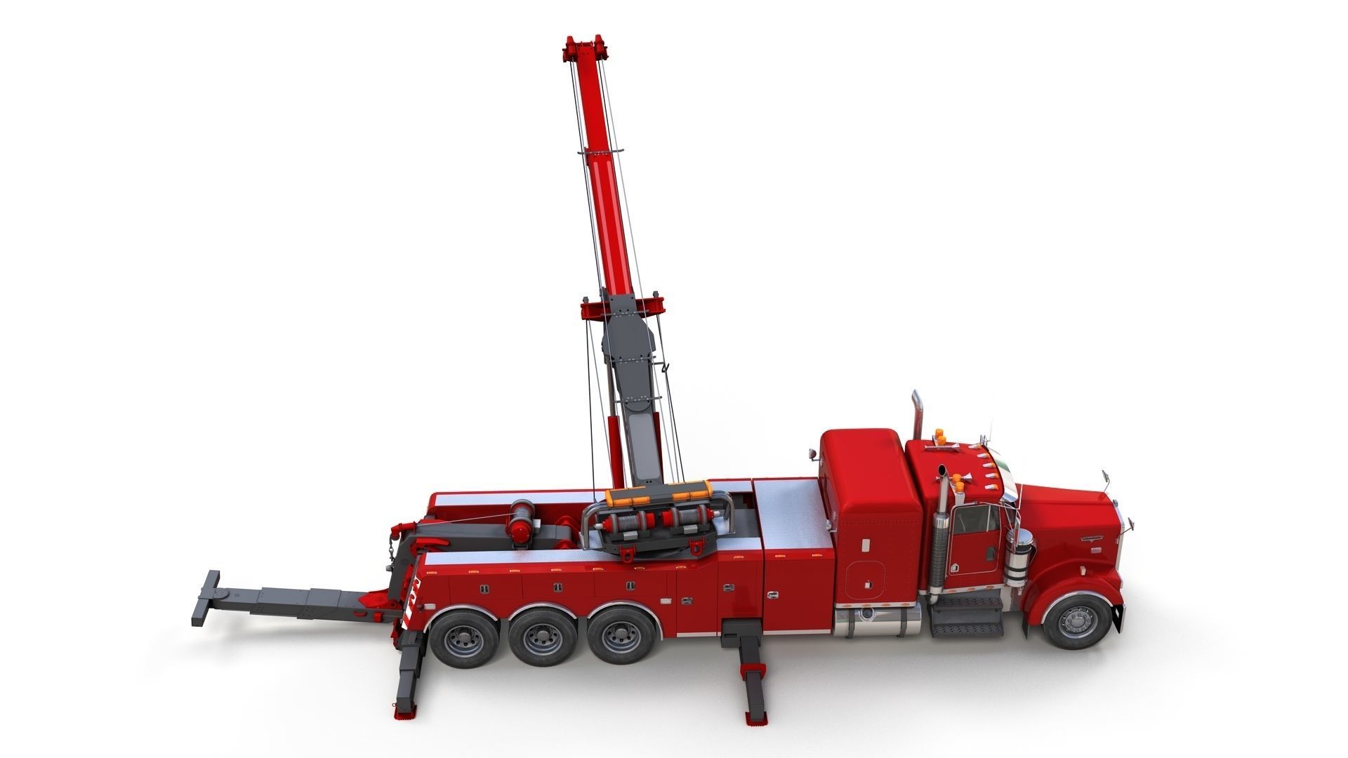 Kenworth W900 wrecker truck Low-poly 3D model_15