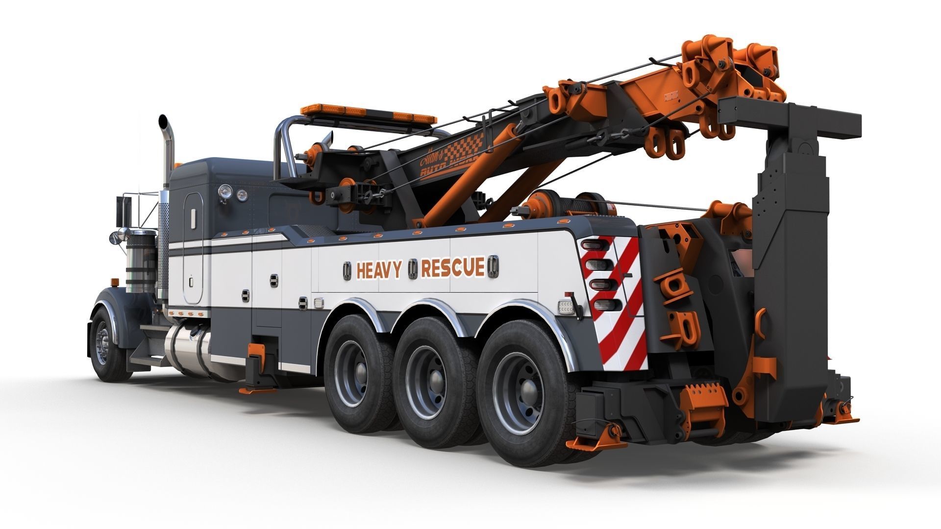 Kenworth W900 wrecker truck Low-poly 3D model_11