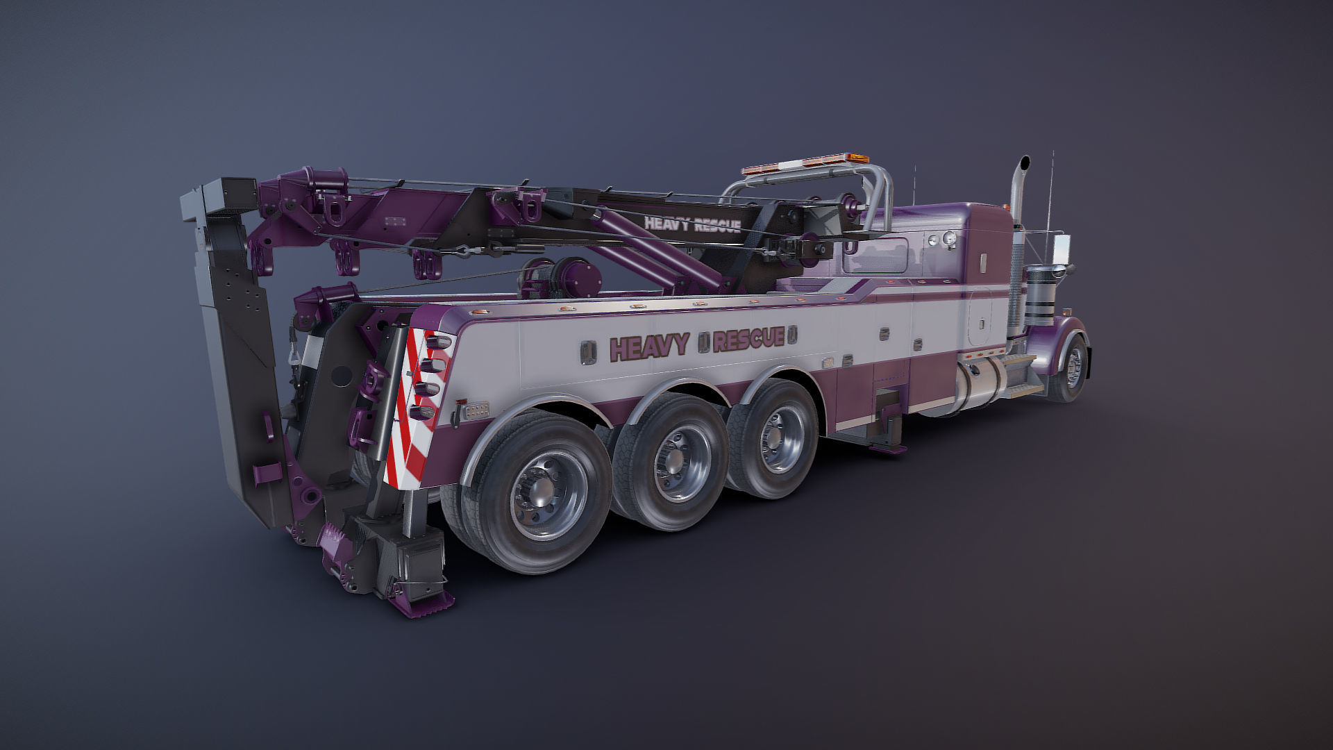 Kenworth W900 wrecker truck Low-poly 3D model_38