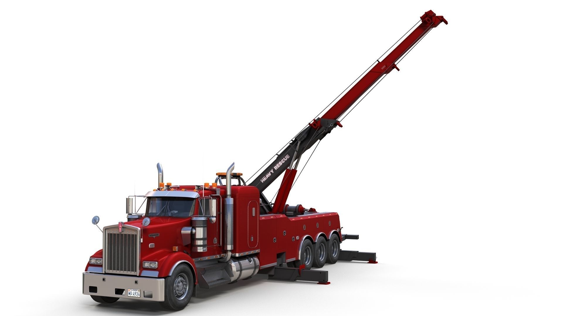 Kenworth W900 wrecker truck Low-poly 3D model_14