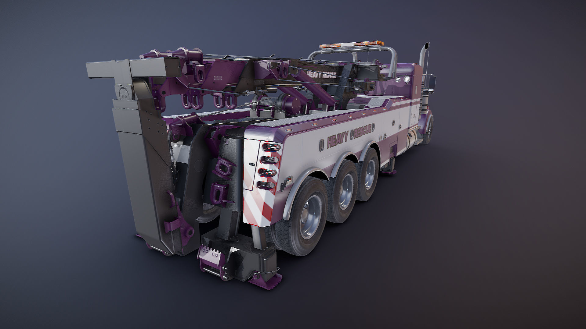 Kenworth W900 wrecker truck Low-poly 3D model_39