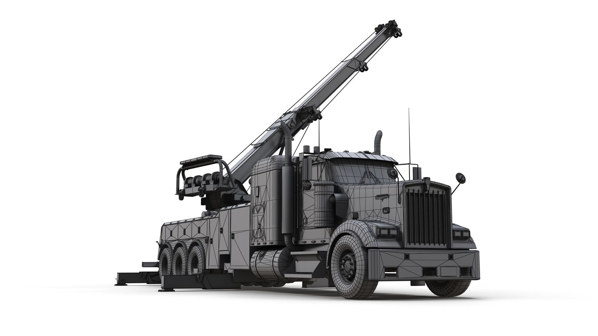 Kenworth W900 wrecker truck Low-poly 3D model_29