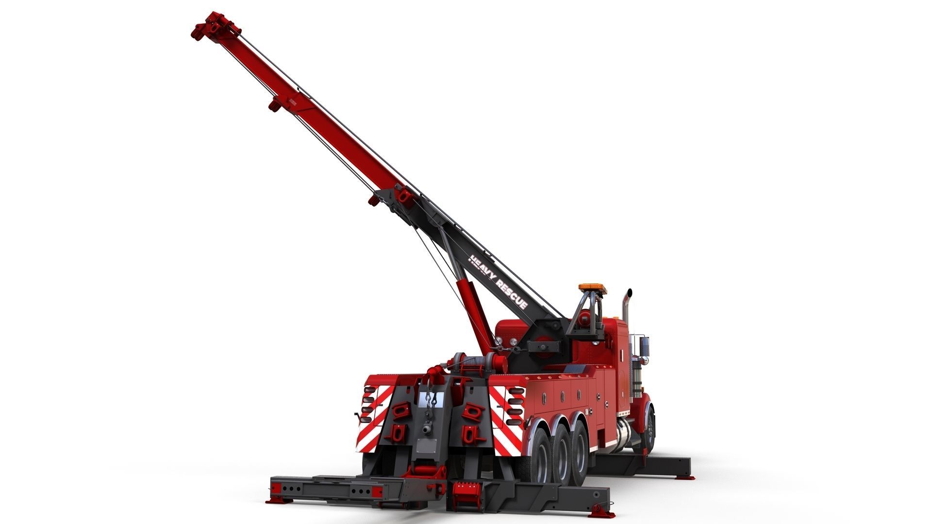 Kenworth W900 wrecker truck Low-poly 3D model_13