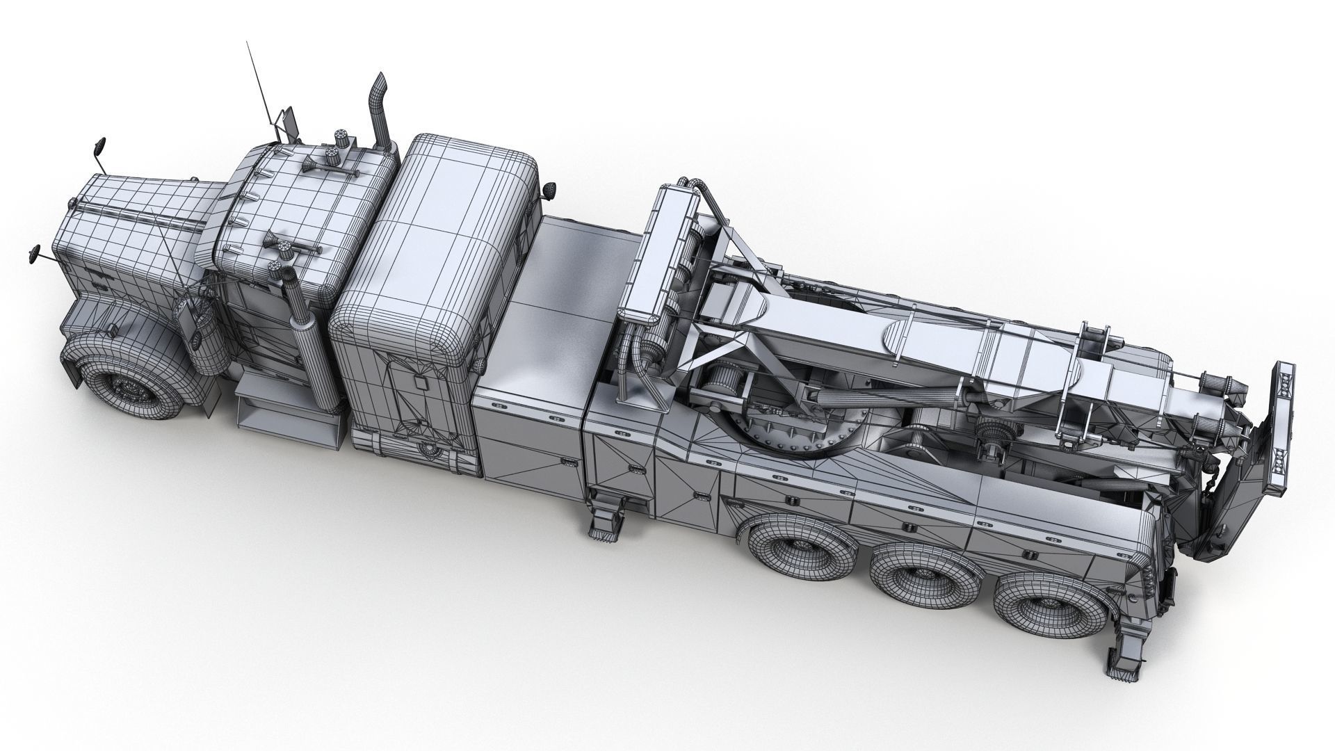 Kenworth W900 wrecker truck Low-poly 3D model_30