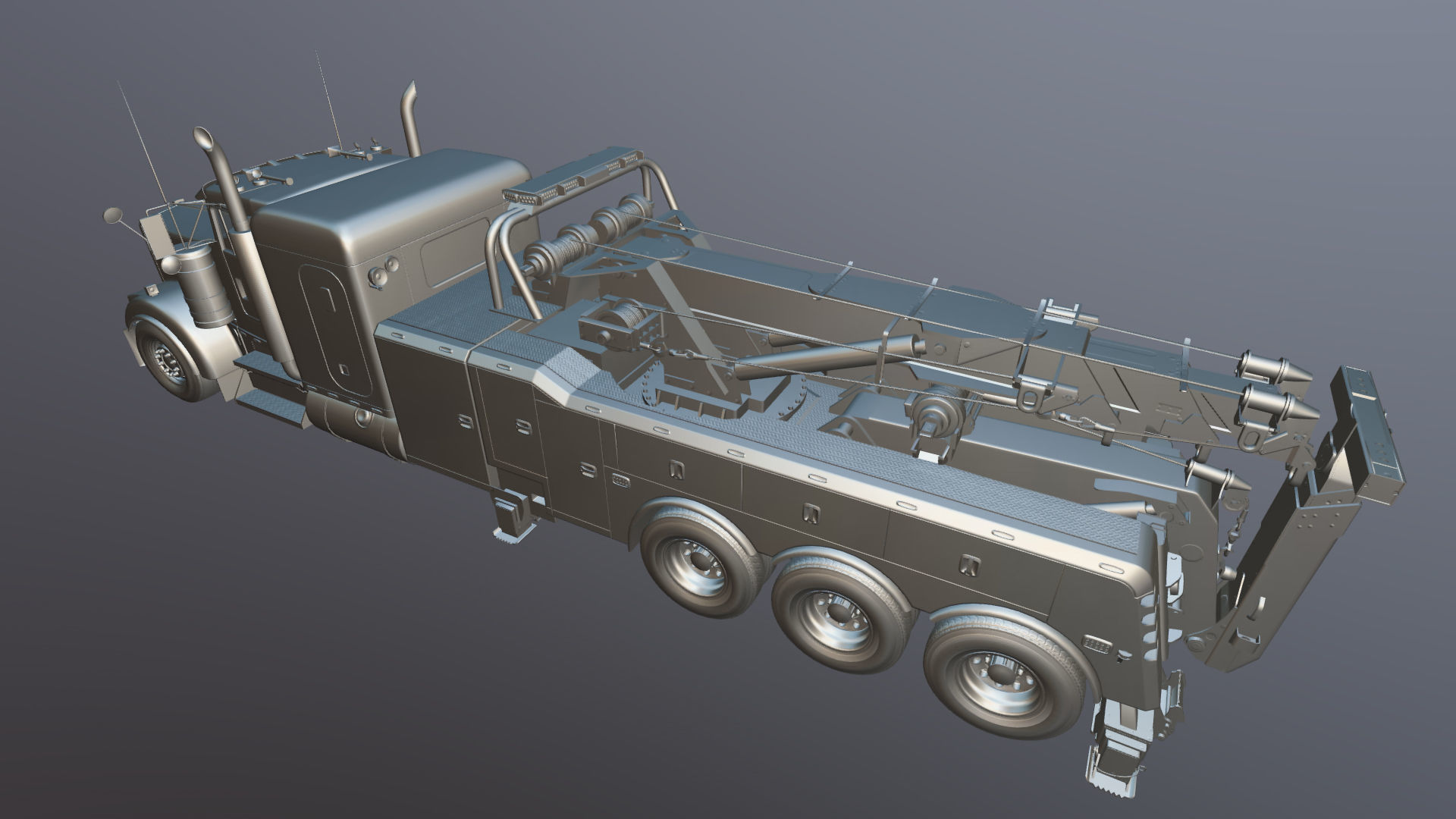 Kenworth W900 wrecker truck Low-poly 3D model_48