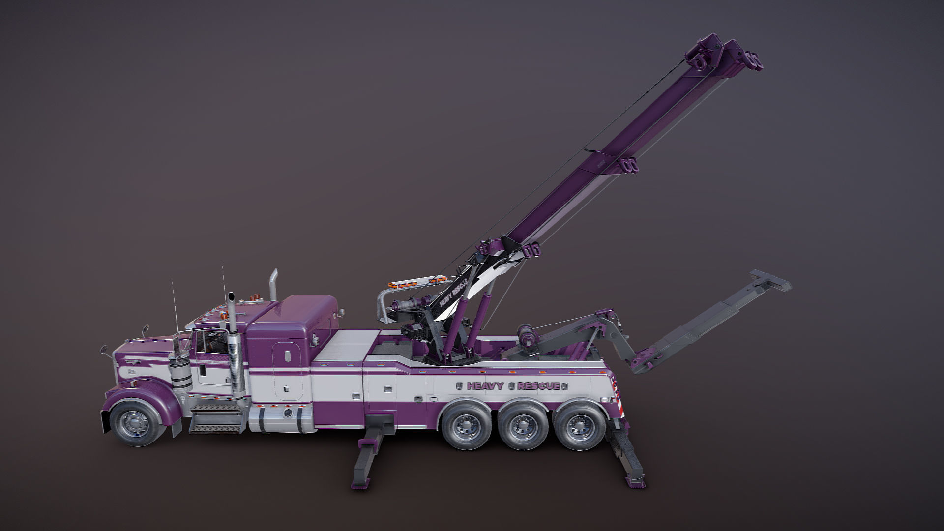 Kenworth W900 wrecker truck Low-poly 3D model_34