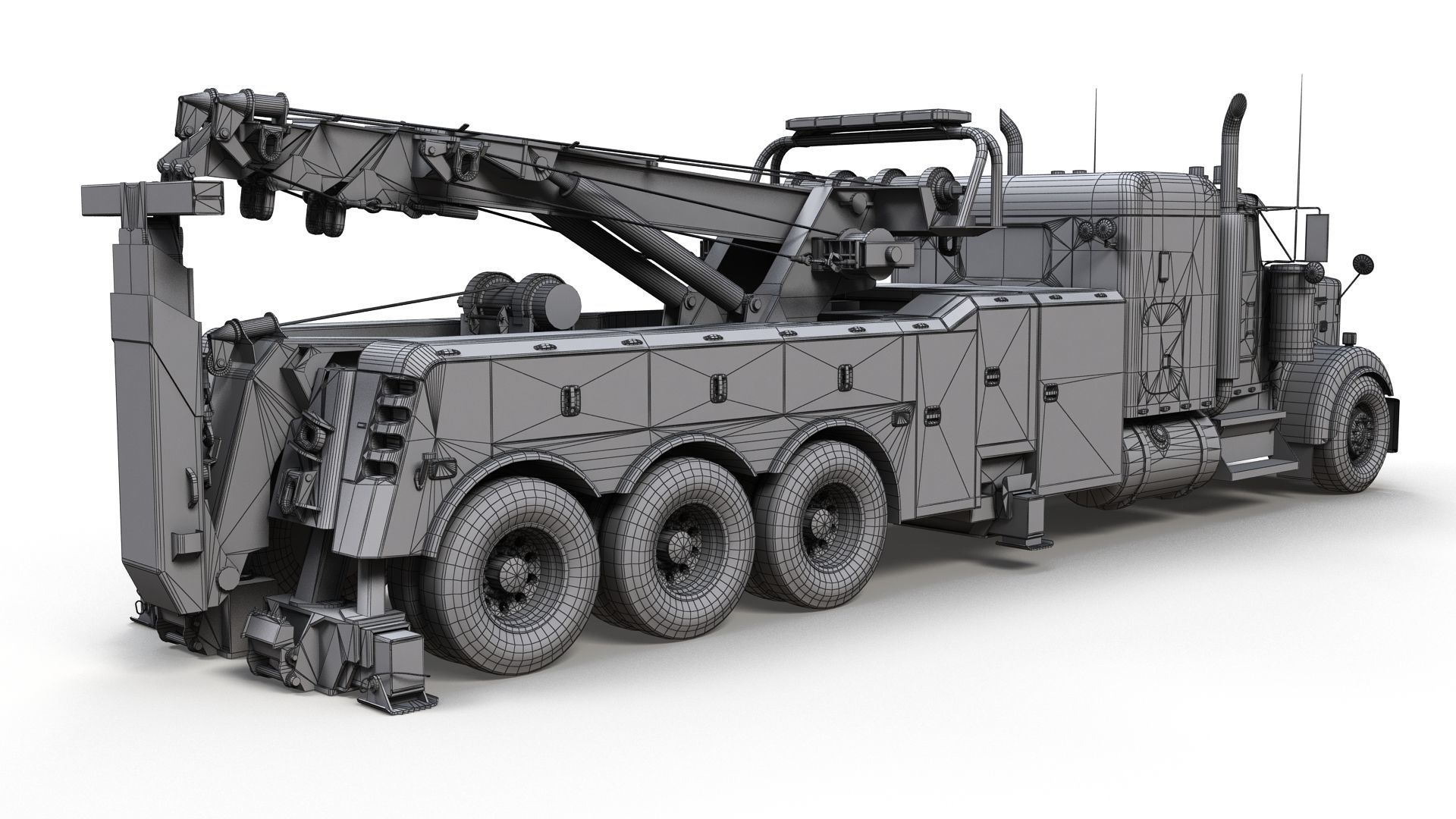 Kenworth W900 wrecker truck Low-poly 3D model_22