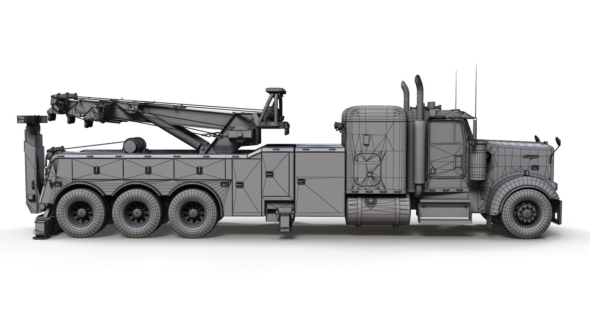 Kenworth W900 wrecker truck Low-poly 3D model_24