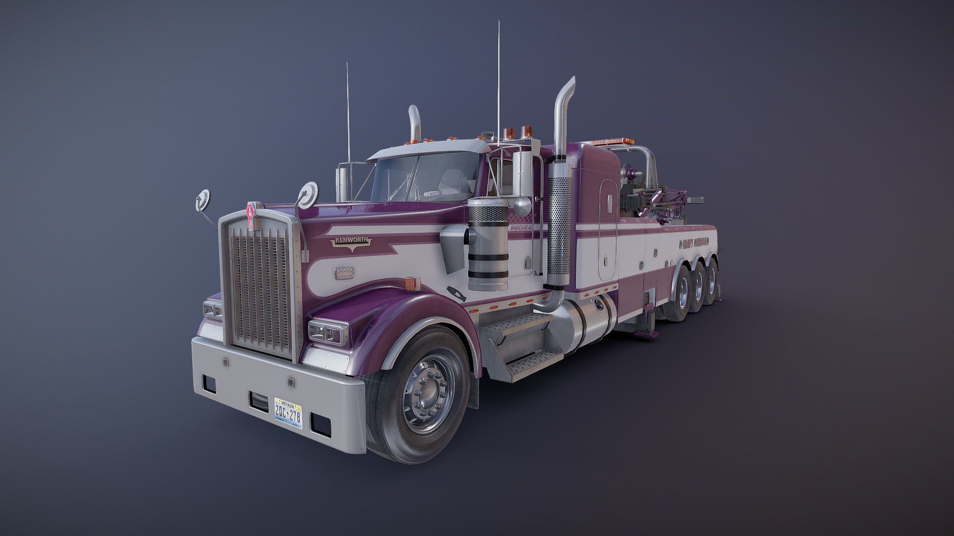 Kenworth W900 wrecker truck Low-poly 3D model_43
