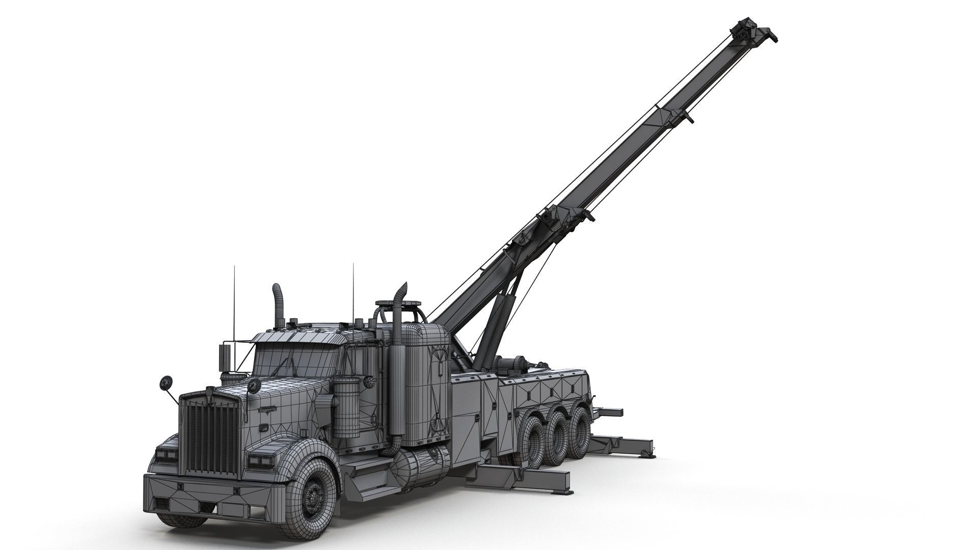 Kenworth W900 wrecker truck Low-poly 3D model_25