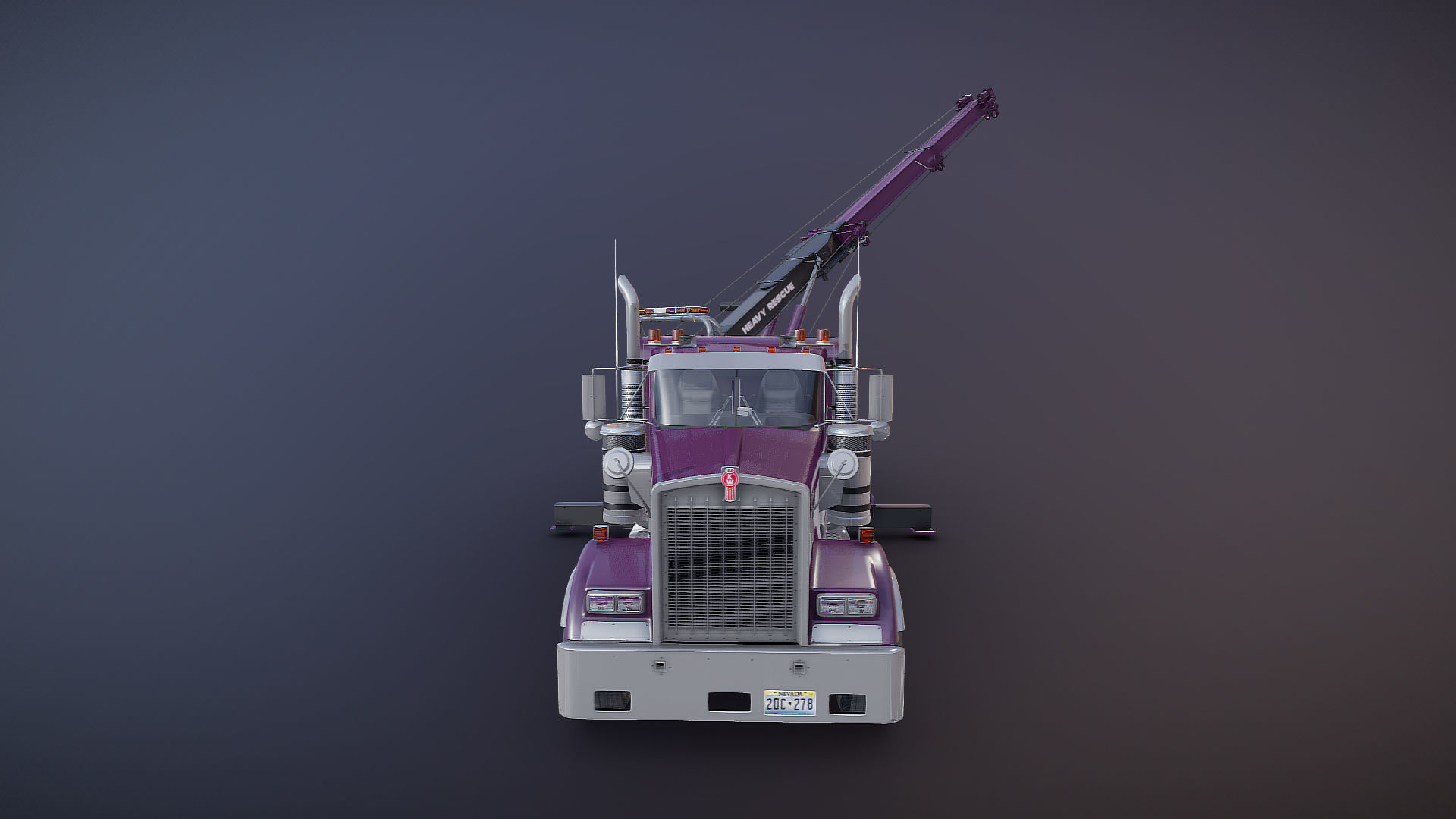 Kenworth W900 wrecker truck Low-poly 3D model_35
