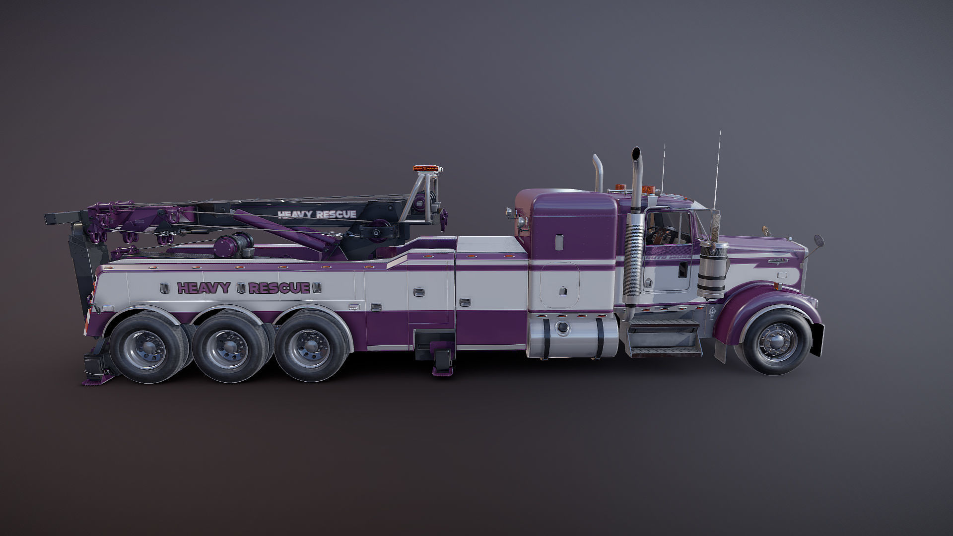 Kenworth W900 wrecker truck Low-poly 3D model_41