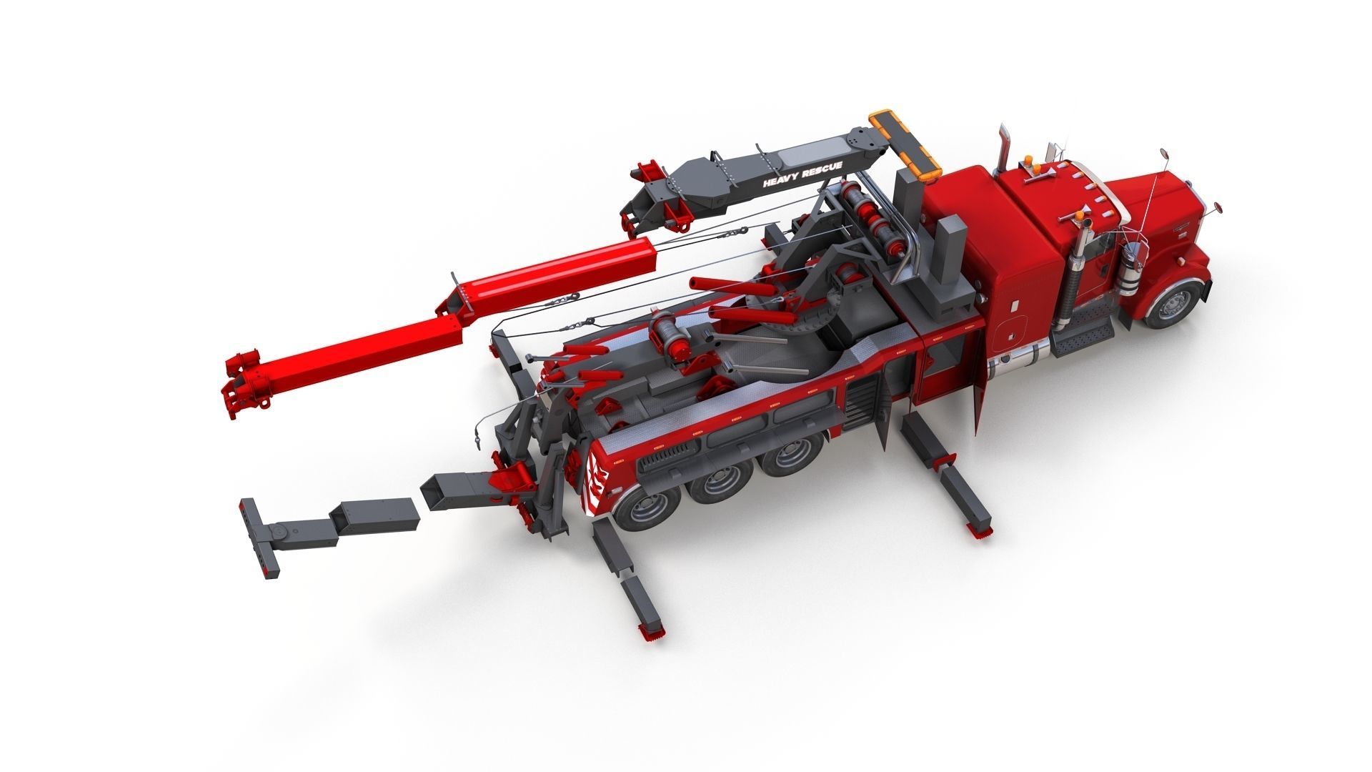 Kenworth W900 wrecker truck Low-poly 3D model_18