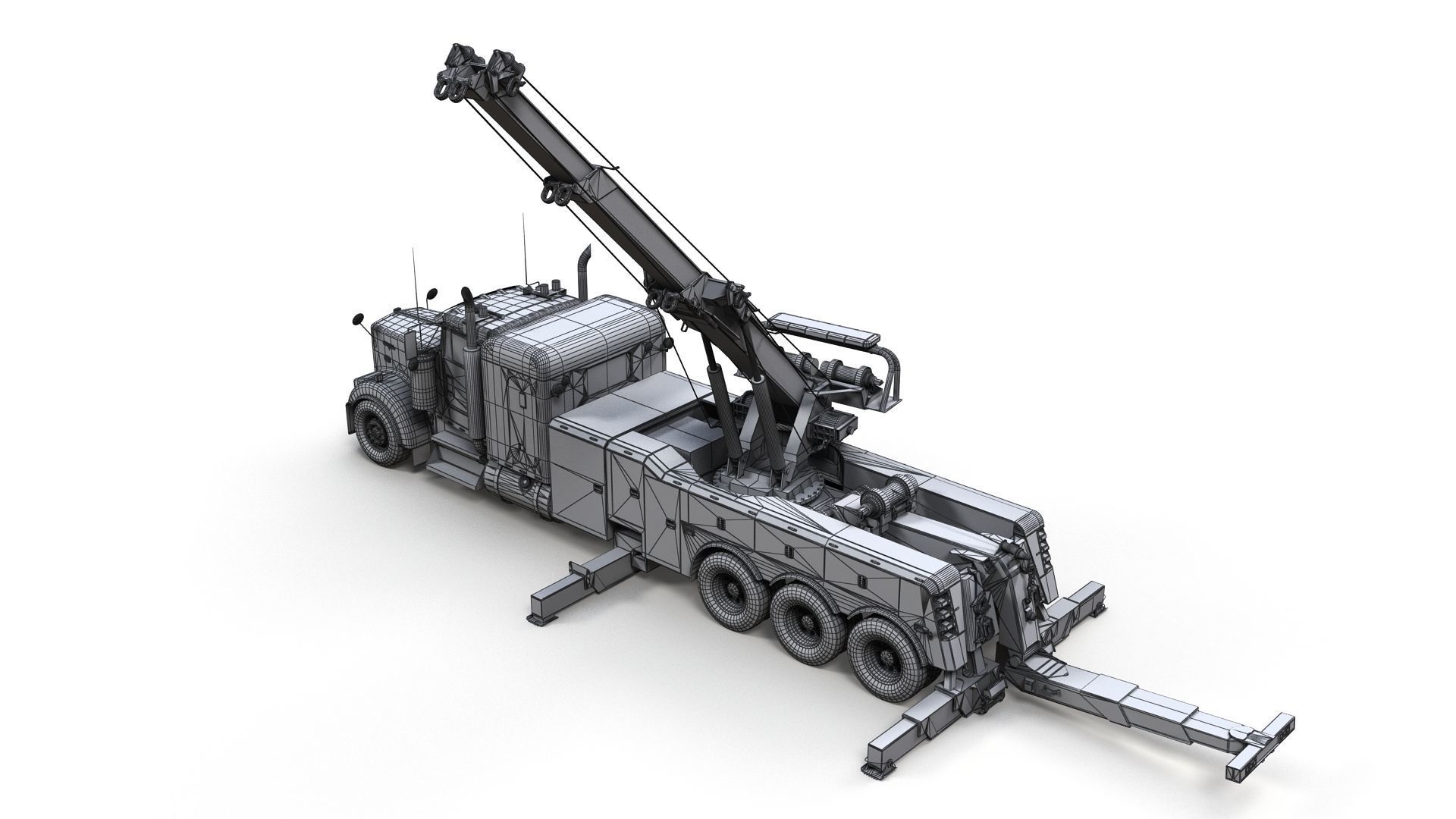 Kenworth W900 wrecker truck Low-poly 3D model_23