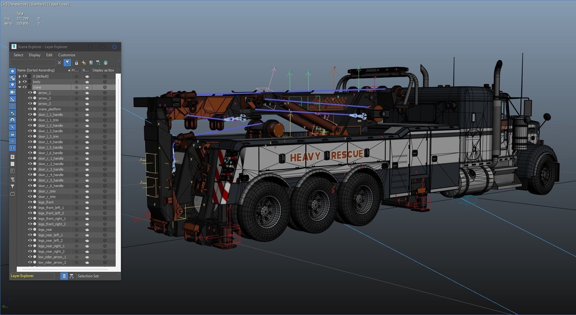 Kenworth W900 wrecker truck Low-poly 3D model_60