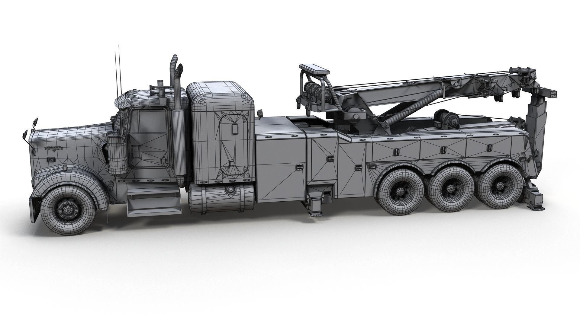 Kenworth W900 wrecker truck Low-poly 3D model_26