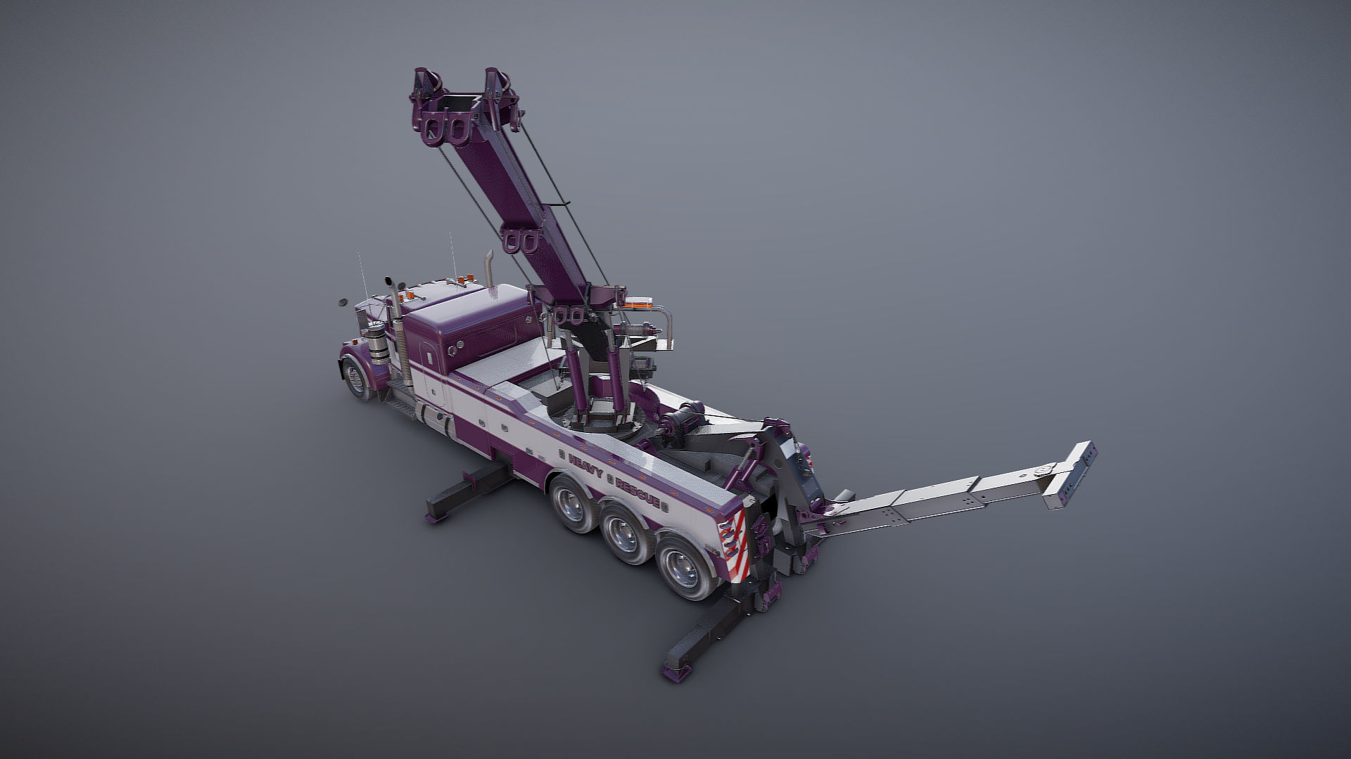 Kenworth W900 wrecker truck Low-poly 3D model_33