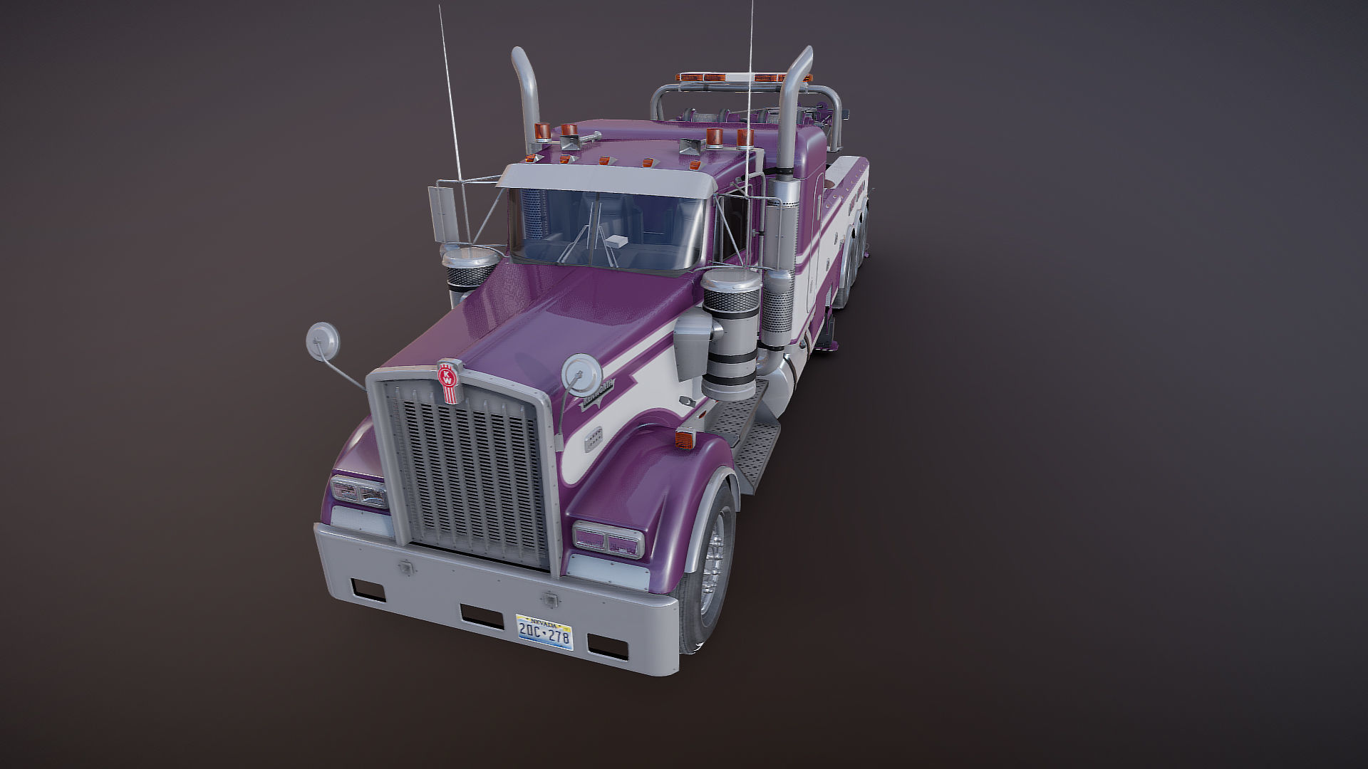 Kenworth W900 wrecker truck Low-poly 3D model_42