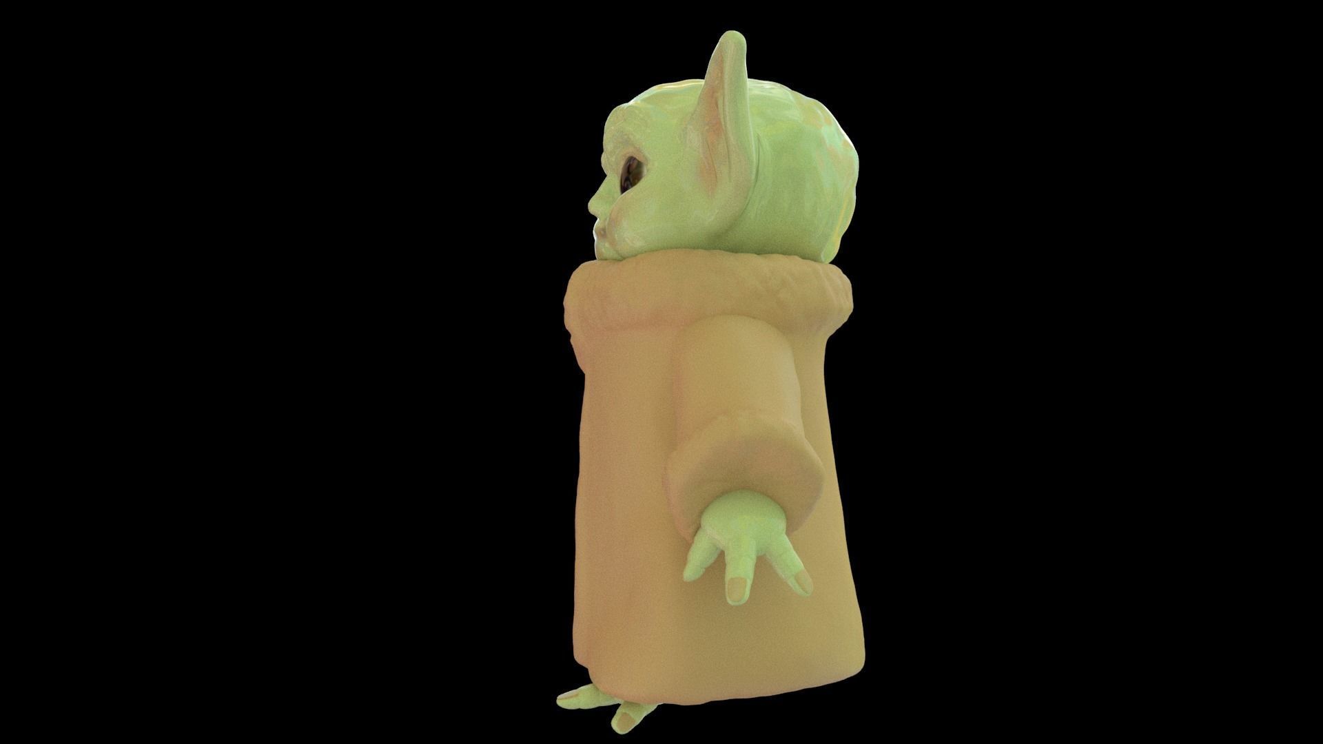 Grogu Baby yoda Low-poly 3D model_4
