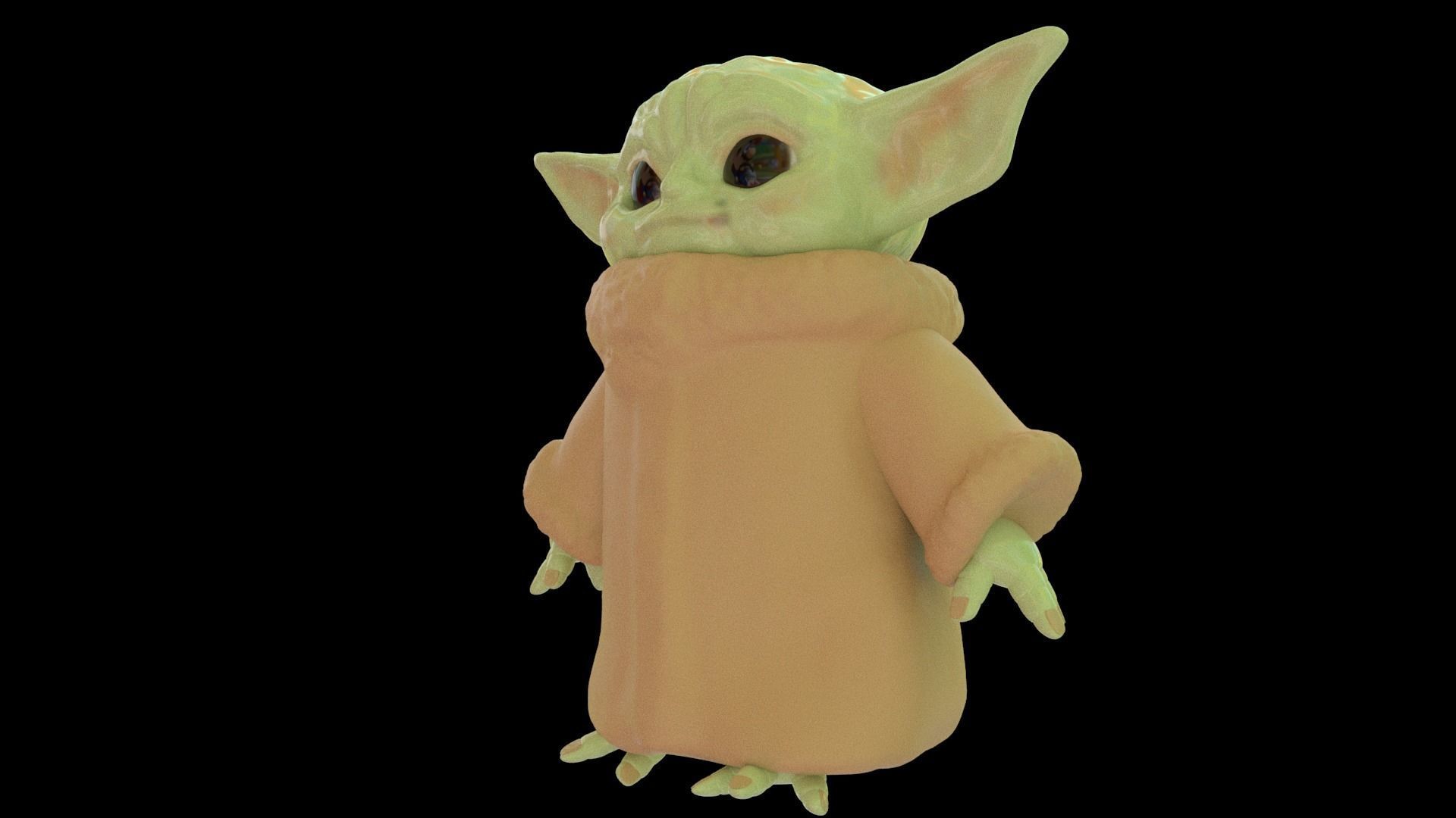Grogu Baby yoda Low-poly 3D model_2