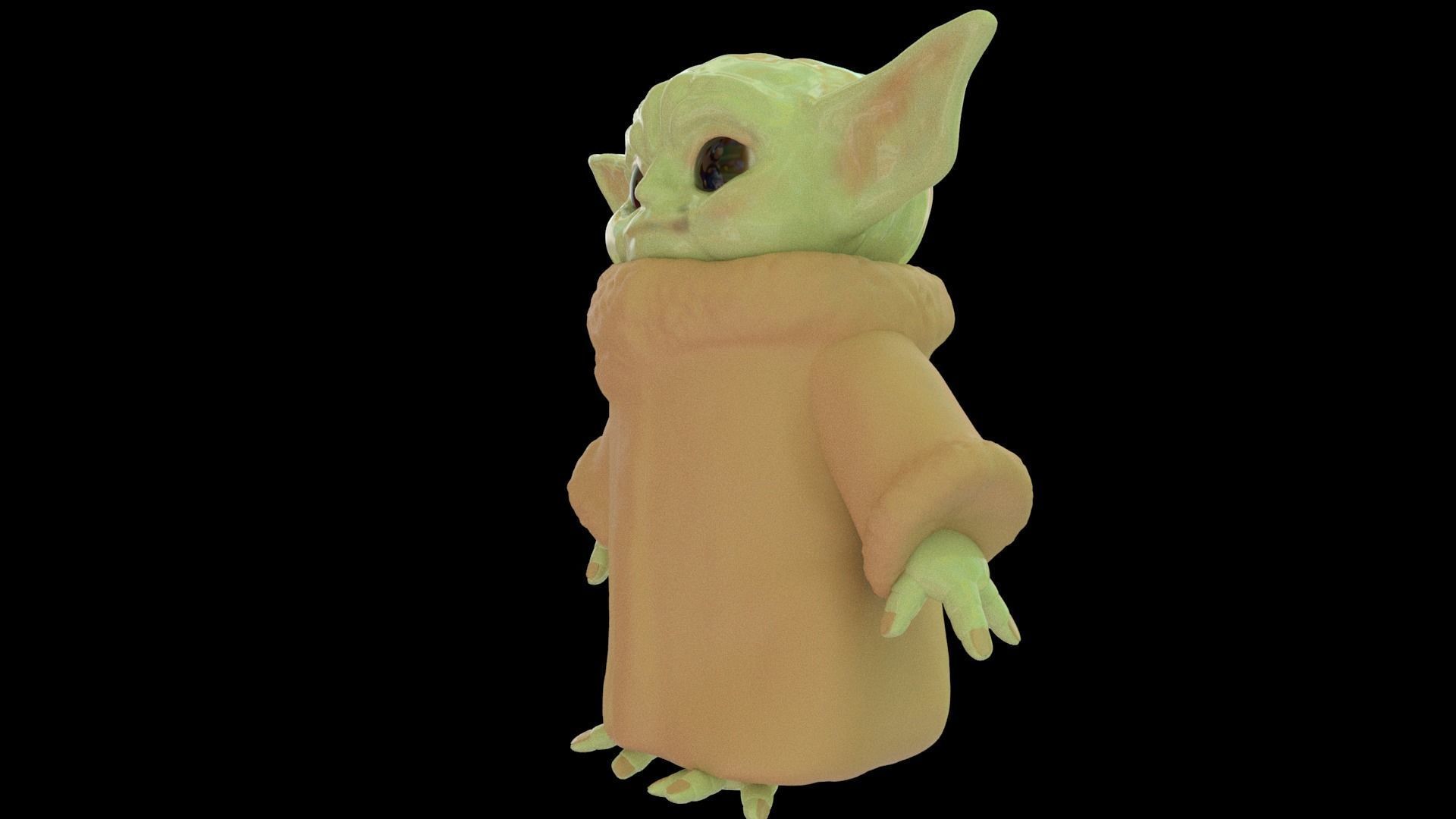 Grogu Baby yoda Low-poly 3D model_3