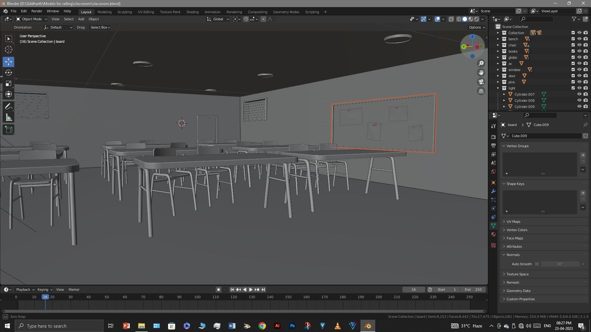 Classroom 3D model_36
