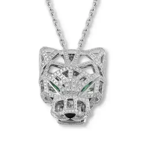 Tiger  pendant with diamonds  necklace