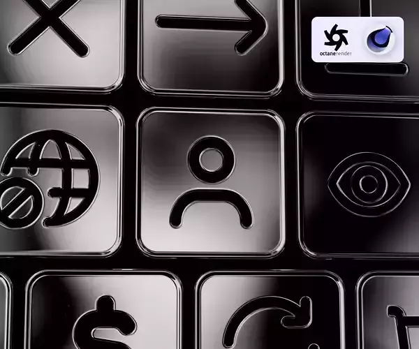 ICONS 3D PACK 23pcs gold black silver