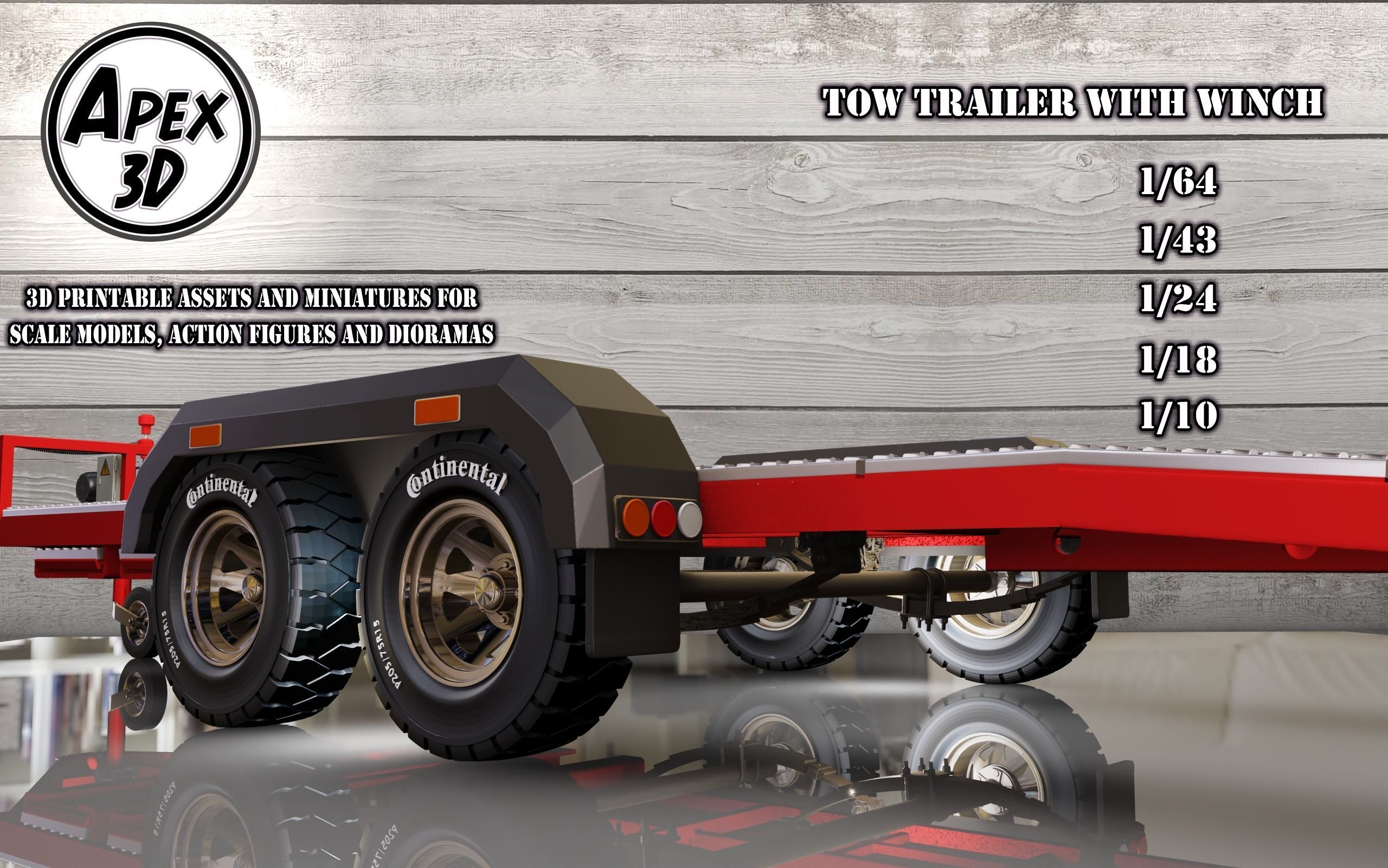 Car  Tow Trailer 3d printable in various scales 3D print model_2