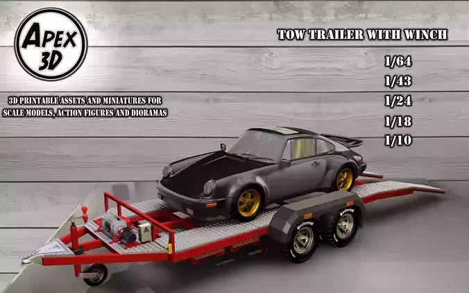 Car  Tow Trailer 3d printable in various scales 3D print model