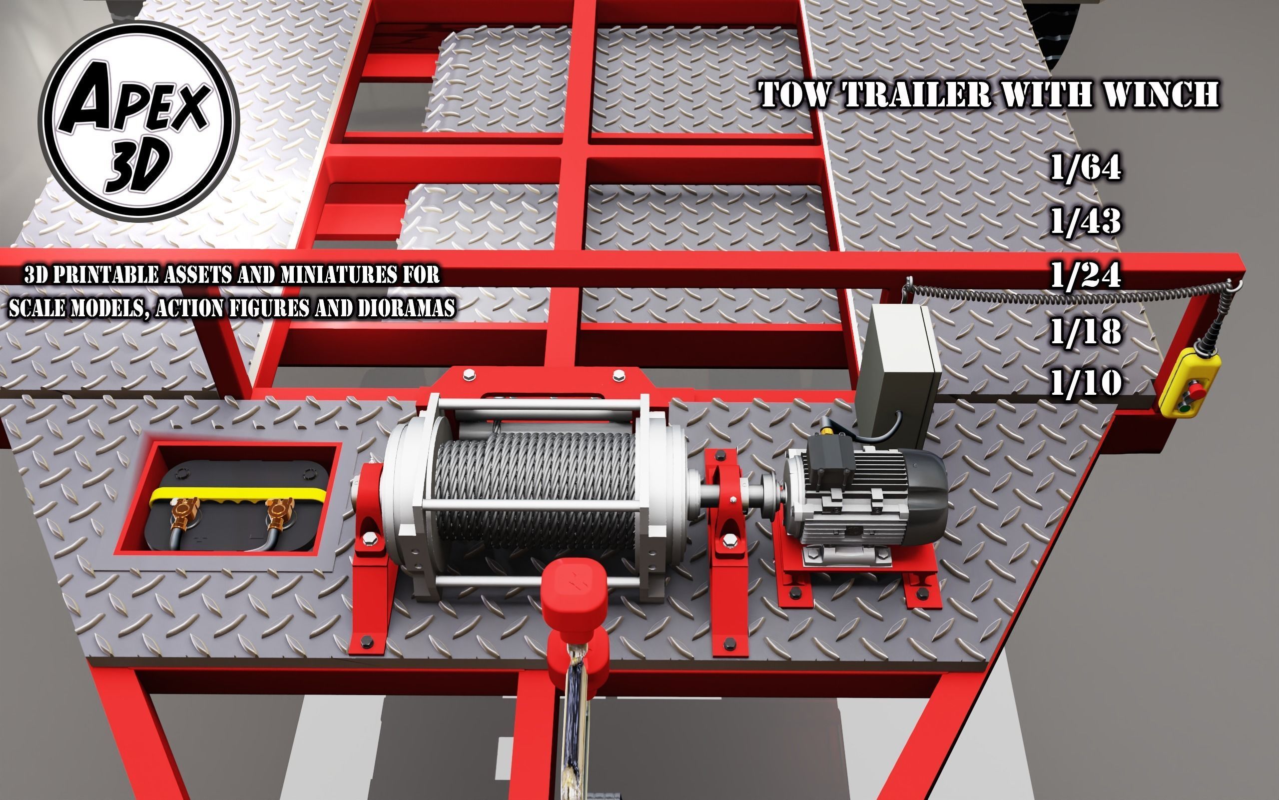 Car  Tow Trailer 3d printable in various scales 3D print model_5