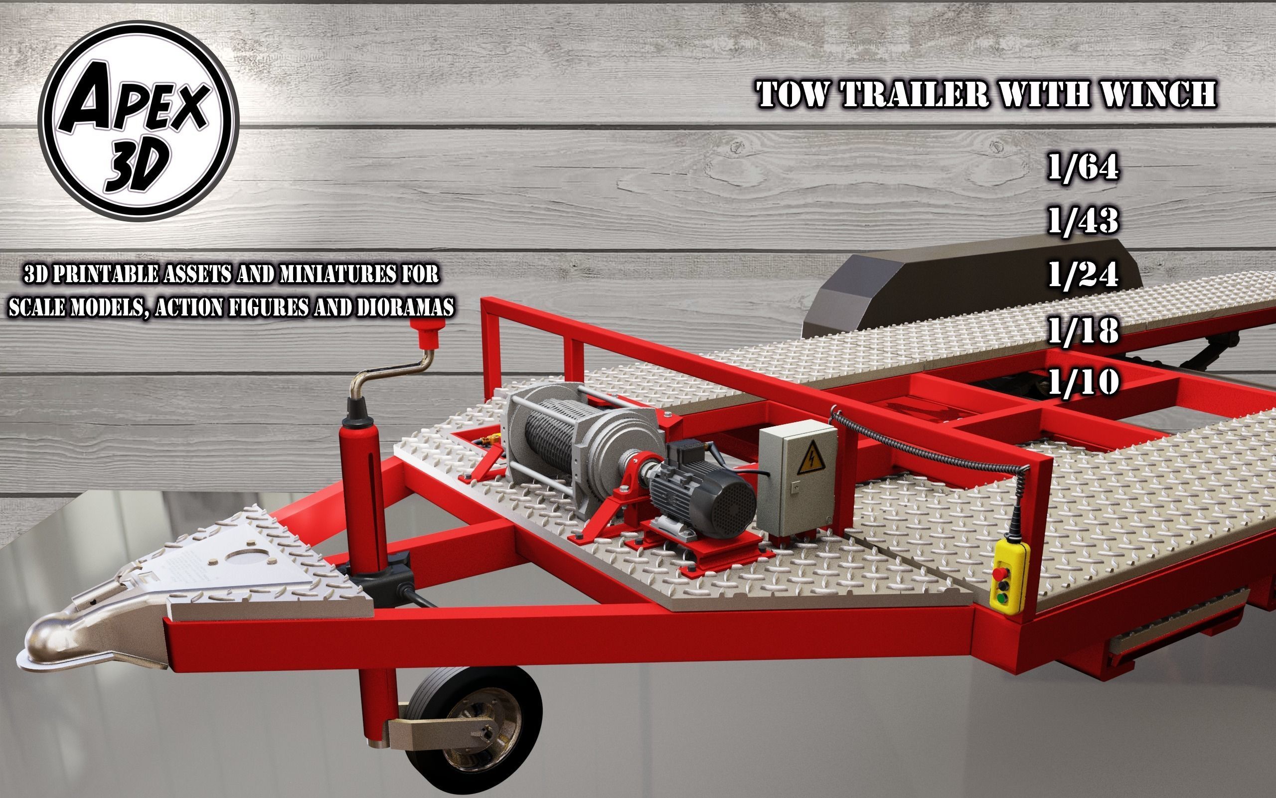 Car  Tow Trailer 3d printable in various scales 3D print model_6