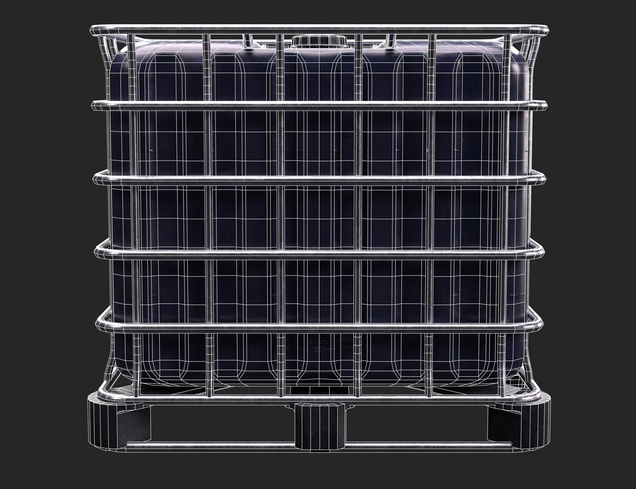 Intermediate Blue Bulk Container Low-poly 3D model_9