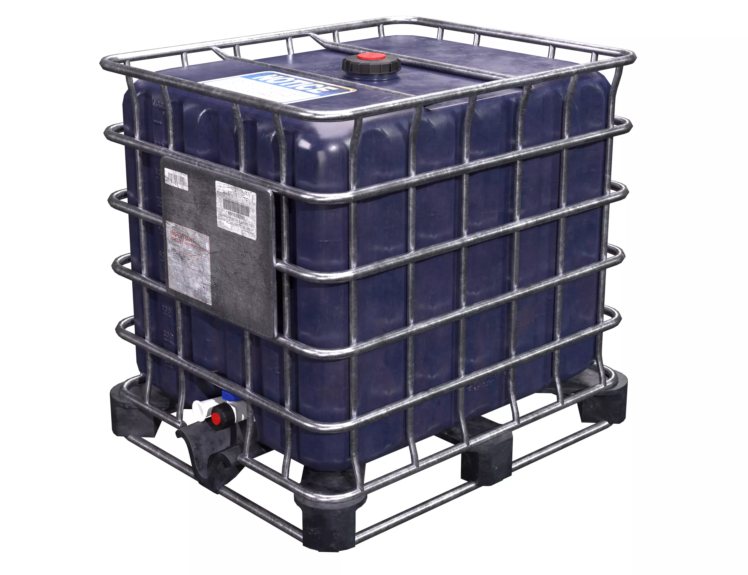 Intermediate Blue Bulk Container Low-poly 3D model_0