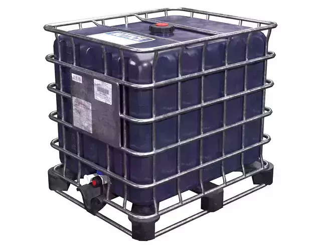 Intermediate Blue Bulk Container Low-poly 3D model Intermediate Blue Bulk Container Low-poly 3D model